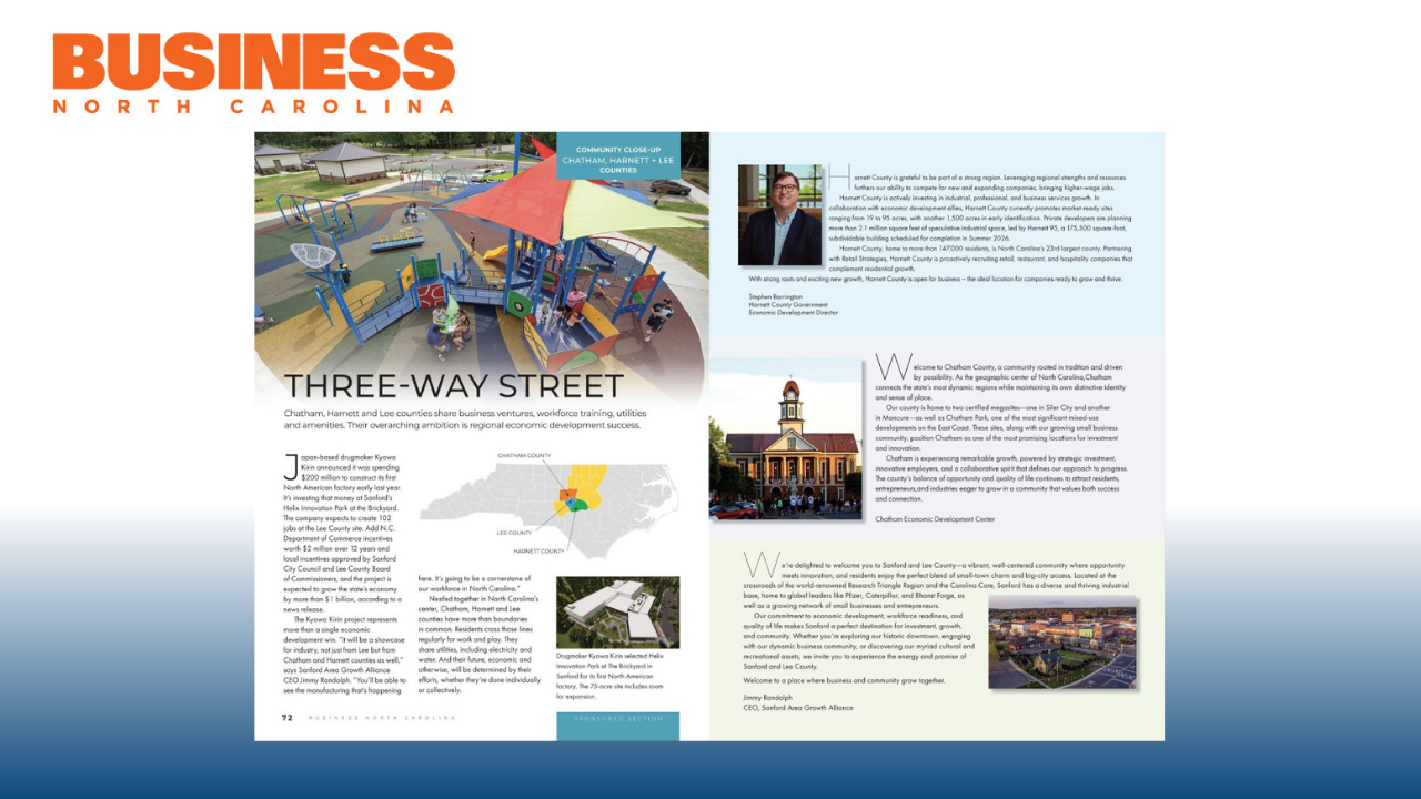 Harnett County Featured in Business NC’s November 2025 Spotlight