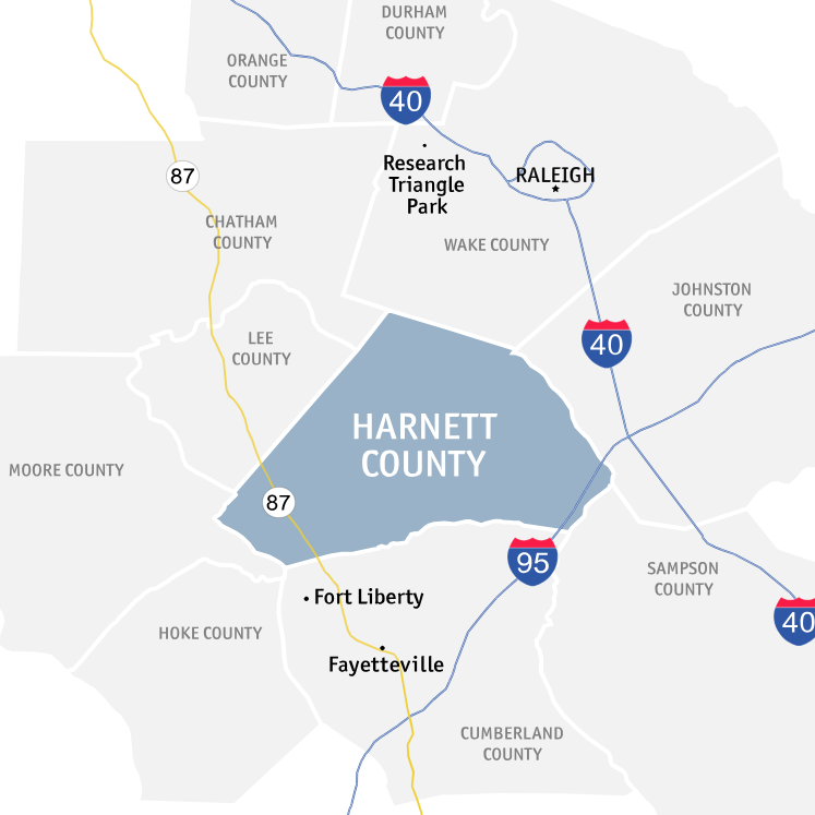 Harnett County regional map