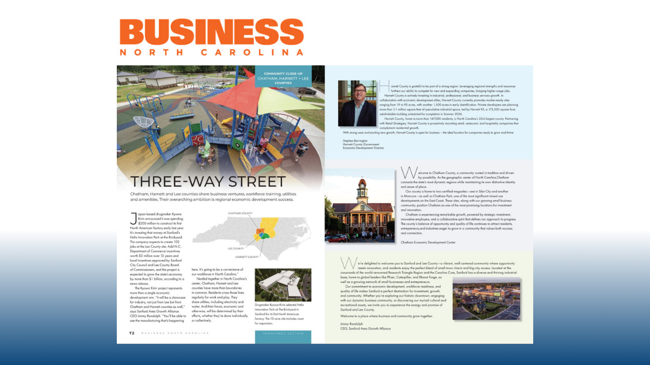 Harnett County Featured in Business NC Community Spotlight